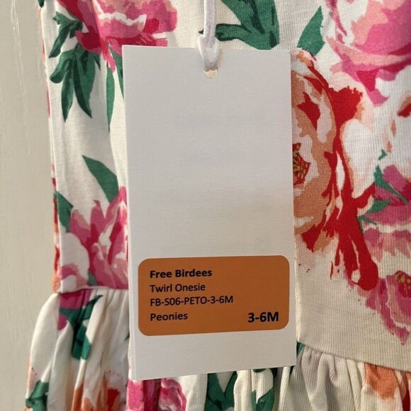 Free Birdees Peonies Twirling Bodysuit Dress Bamboo Girls Size 3-6 Months NWT - Picture 9 of 14
